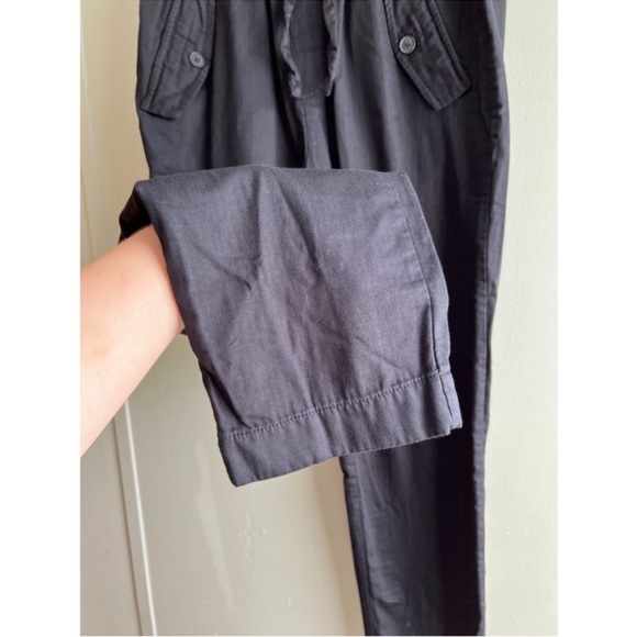 LOFT Black Cotton High Rise Straight Drawstring Pant Casual - Size Medium - Picture 5 of 8